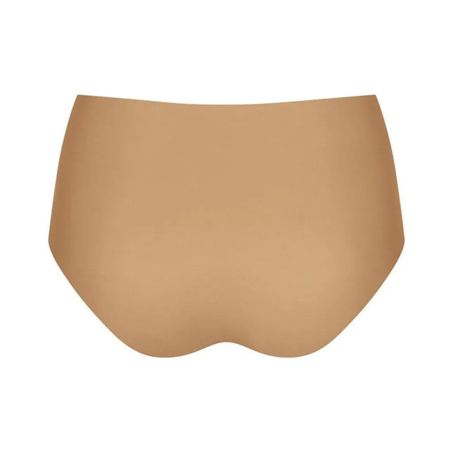 Beige sloggi ZERO Feel Maxi EX damesslip, achteraanzicht met hoge taille en gladde, naadloze afwerking. - Jambelles