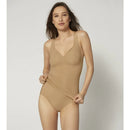 Taupekleurige dames slip sloggi ZERO Feel Maxi EX met hoge taille, naadloze afwerking en aangehecht label. - Jambelles