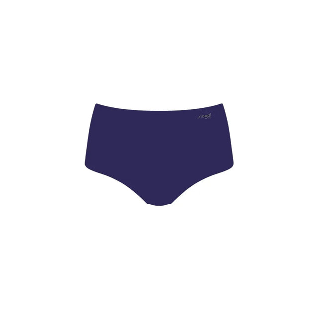 Donkerblauwe dames-slip sloggi ZERO Feel Maxi EX met hoge taille, gladde afwerking en klein sloggi-logo voorop. - Jambelles