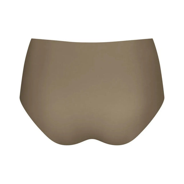Taupe sloggi ZERO Feel Maxi EX damesslip, achteraanzicht met hoge taille en glad, naadloos ontwerp. - Jambelles