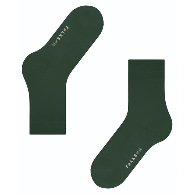 Donkergroene FALKE Cotton Touch SO 47673 damessokken met effen dessin, geribde boorden en logo onder de voet. - Jambelles