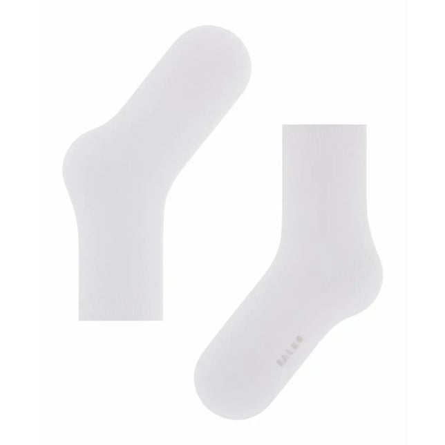 Witte FALKE Cotton Touch SO 47673 damessokken met effen fijngebreid ontwerp en subtiel logo onder de voet. - Jambelles
