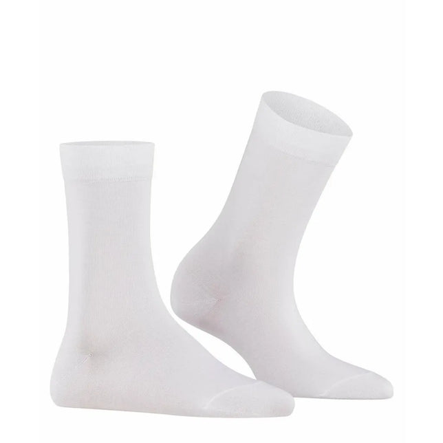 Witte FALKE Cotton Touch dames sokken 47673 met effen design en gladde boord - Jambelles