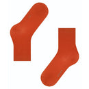 Oranje FALKE Cotton Touch SO 47673 damessokken, effen paar met geribde boorden en FALKE-logo op de zool - Jambelles