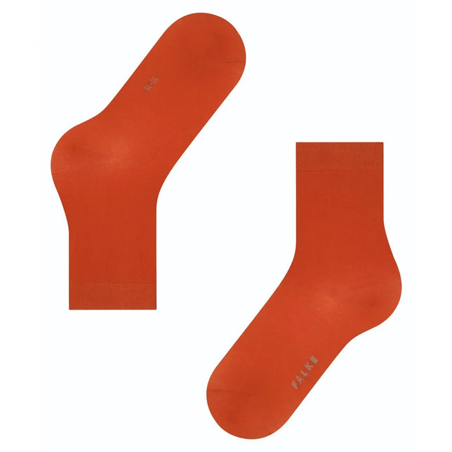 Oranje dames sokken FALKE Cotton Touch SO 47673 met effen design, geribde boord en logo onder de voet. - Jambelles