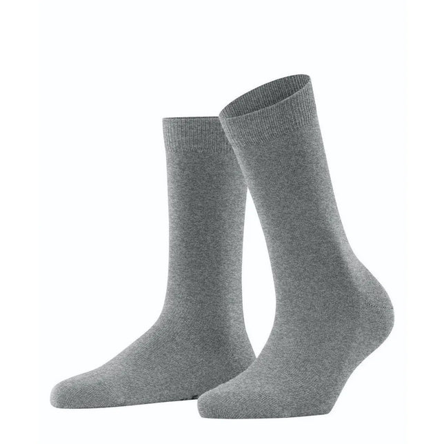 Grijze FALKE Family SO 46490 damessokken, effen fijngebreid met geribde boorden. - Jambelles