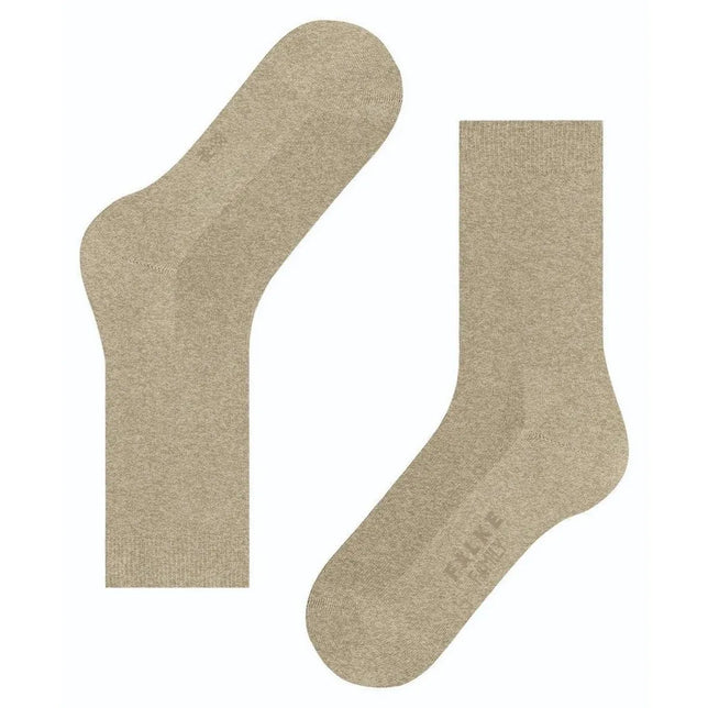 Beige dames sokken FALKE Family SO 46490 met effen fijngebreid ontwerp en subtiel logo op de zool. - Jambelles