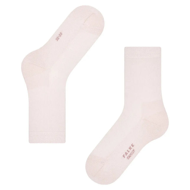 Lichtroze FALKE Family SO 46490 damessokken met effen design, geribde boord en logo onder de voet. - Jambelles