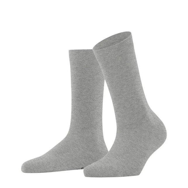 Grijze FALKE Family SO 46490 damessokken, effen gebreid met hoge boord - Jambelles