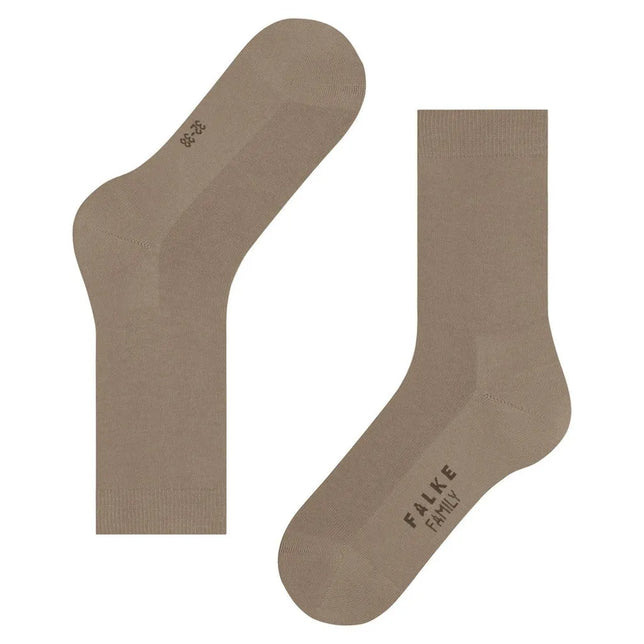 Taupekleurige dames sokken FALKE Family SO 46490 met effen ontwerp, geribde boord en logo op de zool. - Jambelles