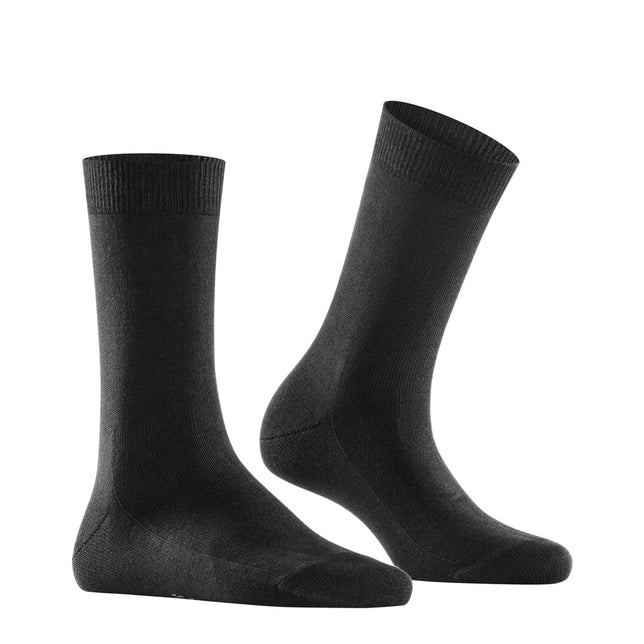 Zwarte FALKE Family SO 46490 damessokken met effen design en geribde boorden. - Jambelles