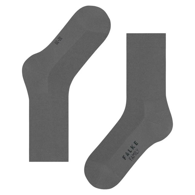 Grijze dames sokken FALKE Family SO 46490 met effen ontwerp, geribde boord en FALKE-logo op de zool. - Jambelles