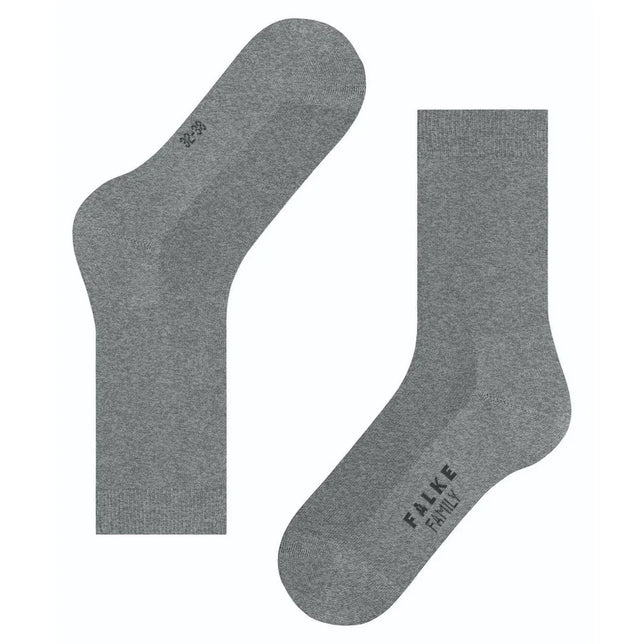 Grijze dames sokken FALKE Family SO 46490, effen gebreid met geribde boord en logo op de zool - Jambelles