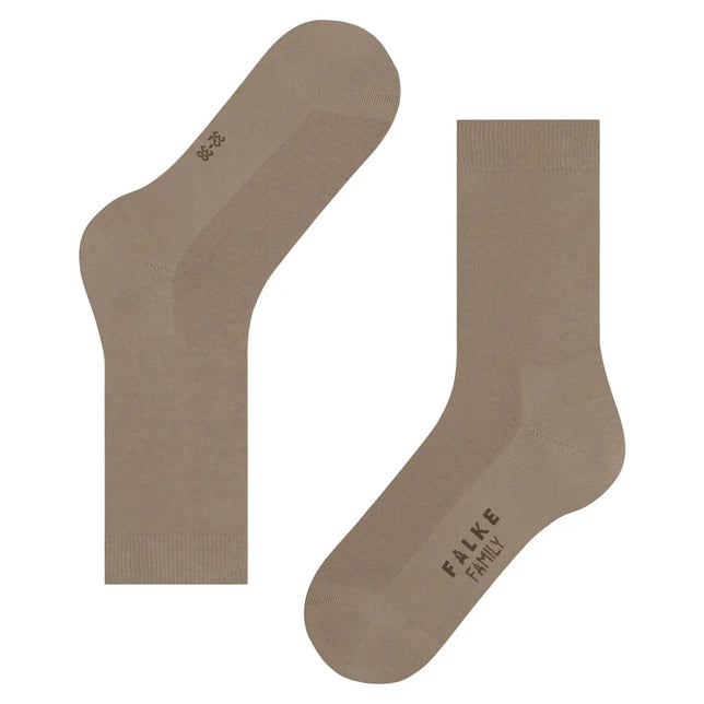 Beige dames sokken FALKE Family SO 46490 met effen fijngebreid ontwerp, geribde boord en FALKE-logo op de zool - Jambelles