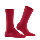 Dames sokken FALKE Family SO 46490 in bordeauxrood, effen uitgevoerd met geribde boord. - Jambelles
