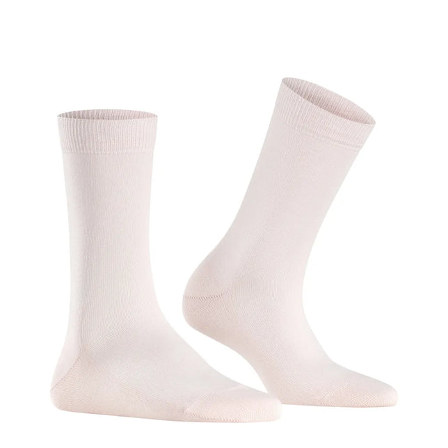 Dames sokken FALKE Family SO 46490 in lichtroze, effen uitgevoerd met geribde boorden. - Jambelles