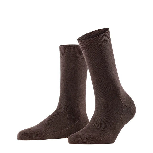 Bruine dames sokken FALKE Family SO 46490, effen uitgevoerd met geribde boorden - Jambelles