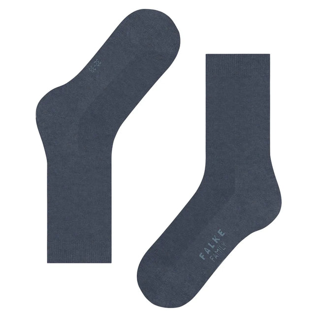Donkerblauwe dames sokken FALKE Family SO 46490, effen met FALKE-logo op de zool. - Jambelles