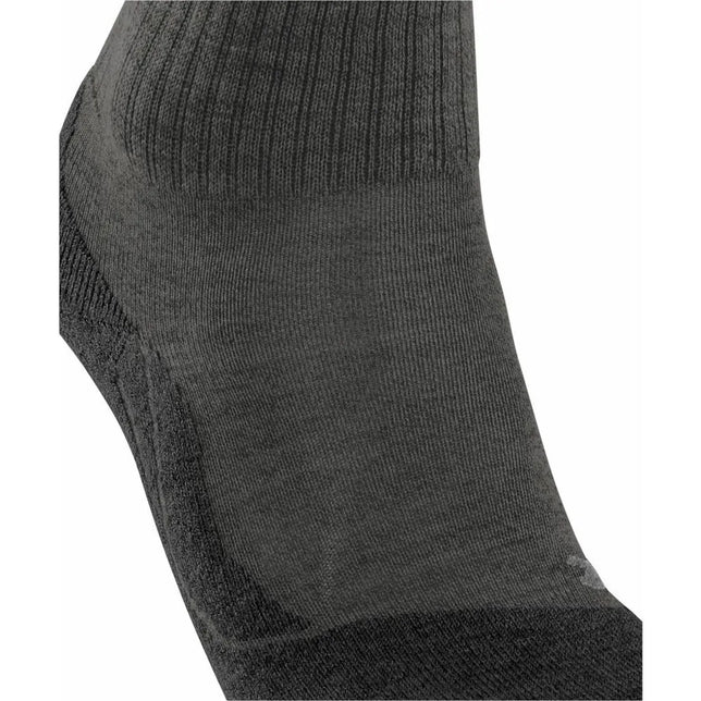 Donkergrijze FALKE TK2 Wool Short dameswandelsok 16328 met ribstructuur en verstevigde teen. - Jambelles