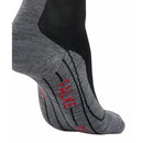FALKE TK5 W 16243 damessokken in donkergrijs met geribde boord, grijze teen- en hielzones en rode details - Jambelles
