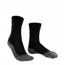 FALKE TK5 W 16243 damessokken in donkergrijs met geribde boord, grijze teen- en hielzones en rode details - Jambelles