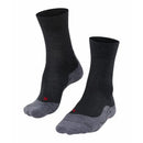 FALKE TK5 W 16243 damessokken in donkergrijs met geribde boord, grijze teen- en hielzones en rode details - Jambelles