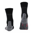 FALKE TK5 W 16243 damessokken in donkergrijs met geribde boord, grijze teen- en hielzones en rode details - Jambelles