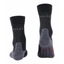 FALKE TK5 W 16243 damessokken in donkergrijs met geribde boord, grijze teen- en hielzones en rode details - Jambelles