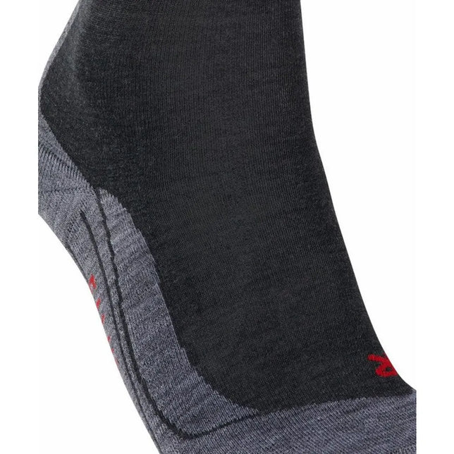 FALKE TK5 W 16243 damessok in zwart met grijze verstevigde hiel en teen en rood logo. - Jambelles