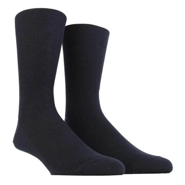 Paar donkerblauwe Dore Dore herensokken Homme Chaussette Cote 1x1 met fijn verticaal ribpatroon. - Jambelles