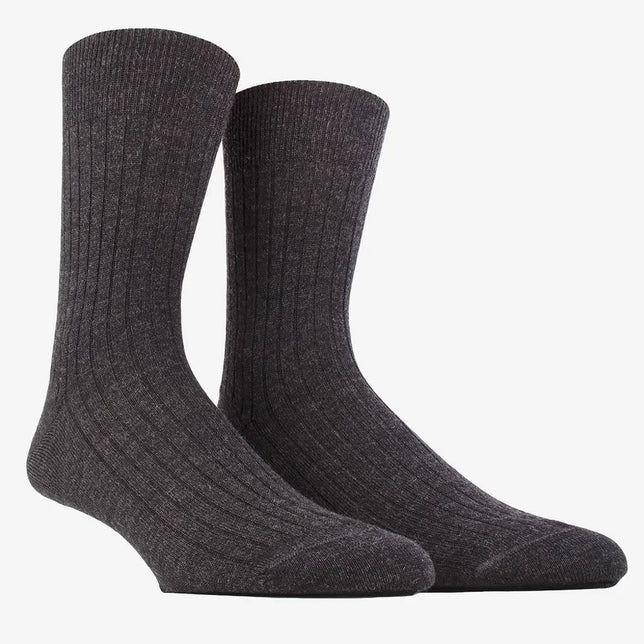 Donkergrijze Dore Dore herensokken Homme Chaussette met fijn 1x1-ribpatroon en brede boord. - Jambelles