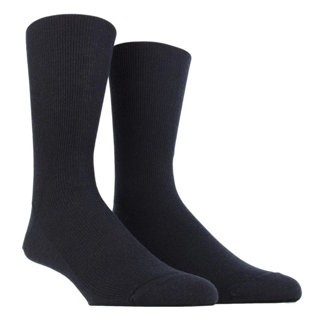 Donkerblauwe Dore Dore herensokken Homme Chaussette Cote 1x1 met fijn ribpatroon en effen boord - Jambelles