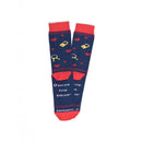 Dore Dore Saint Valentin herensokken, marineblauw met rode harten, gele sloten en sleutels en rode boorden en tenen - Jambelles