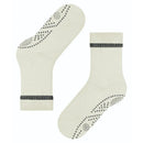 Falke dames Anti-Slip Cuddle Pads 47540 in zwart, met grijze geribde boord en antislipstippen op de zool. - Jambelles