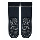 Falke dames Anti-Slip Cuddle Pads 47540 in zwart, met grijze geribde boord en antislipstippen op de zool. - Jambelles