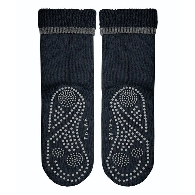 Falke dames Anti-Slip Cuddle Pads 47540 in zwart, met grijze geribde boord en antislipstippen op de zool. - Jambelles