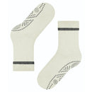 Falke dames Anti-Slip Cuddle Pads 47540 in zwart, met grijze geribde boord en antislipstippen op de zool. - Jambelles