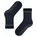 Falke dames Anti-Slip Cuddle Pads 47540 in zwart, met grijze geribde boord en antislipstippen op de zool. - Jambelles
