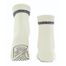 Falke dames Anti-Slip Cuddle Pads 47540 in zwart, met grijze geribde boord en antislipstippen op de zool. - Jambelles