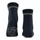 Falke dames Anti-Slip Cuddle Pads 47540 in zwart, met grijze geribde boord en antislipstippen op de zool. - Jambelles