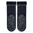 Falke dames Anti-Slip Cuddle Pads 47540 in zwart, met grijze geribde boord en antislipstippen op de zool. - Jambelles