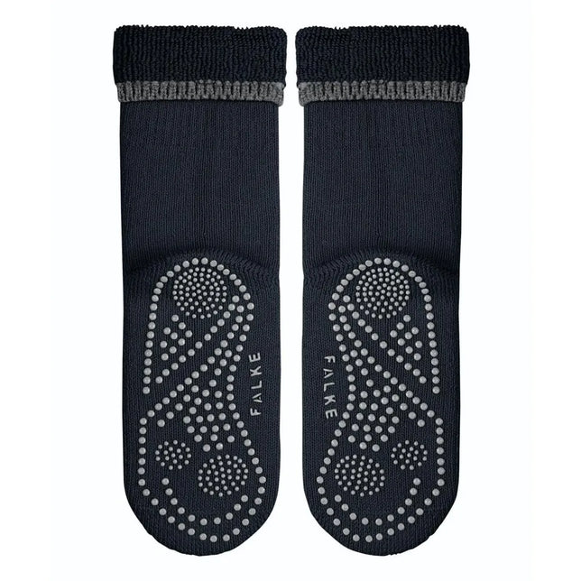 Falke dames Anti-Slip Cuddle Pads 47540 in zwart, met grijze antislipnoppen en geribde omslagboord. - Jambelles