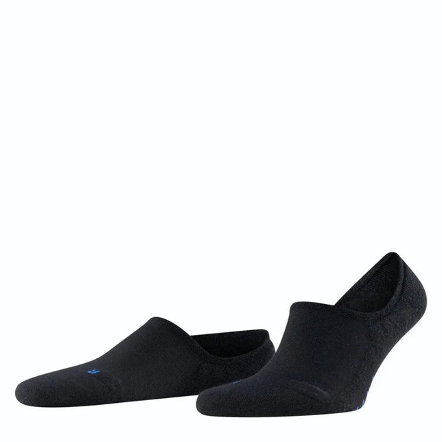 Zwarte Falke Keep Warm IN 13378 voetjessokken voor dames en heren, met lage pasvorm en blauwe logodetails. - Jambelles