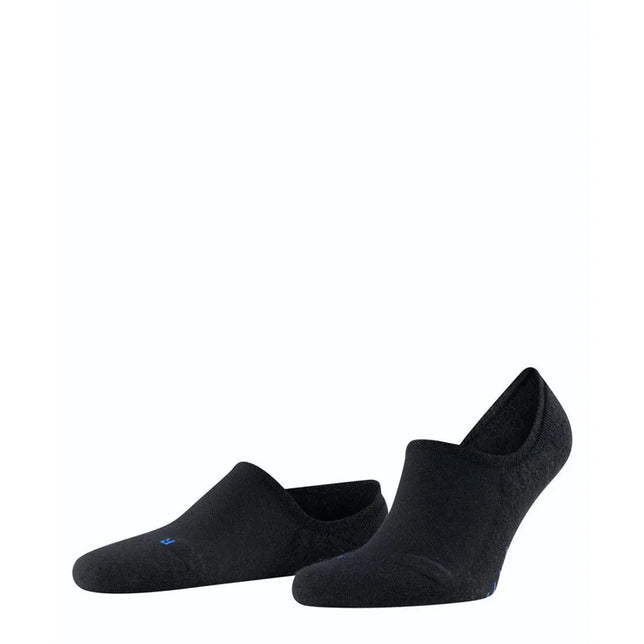 Zwarte Falke Keep Warm IN 13378 voetjessokken voor dames en heren, met lage uitsnede en klein blauw logo. - Jambelles