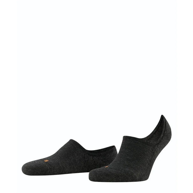 Falke Keep Warm IN 13378 voetjessokken voor dames en heren in donkergrijs, laag model met klein oranje logo. - Jambelles
