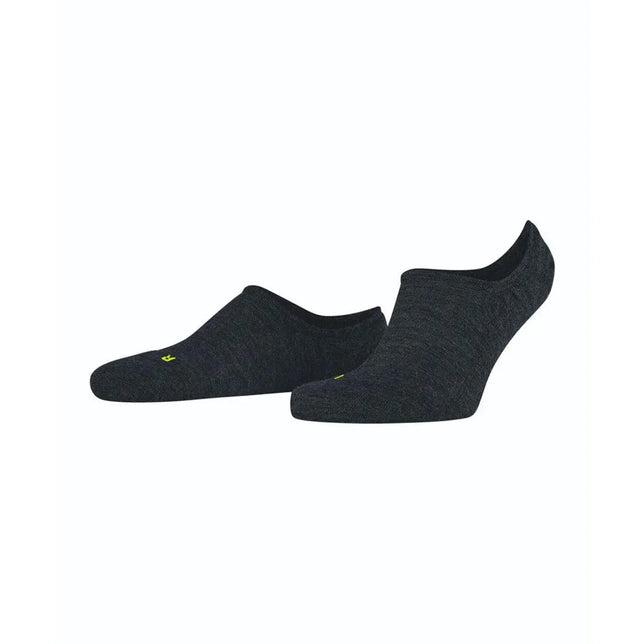 Falke Keep Warm IN 13378 dames- en herenvoetjes in antraciet, laag model met limegroene logodetails. - Jambelles