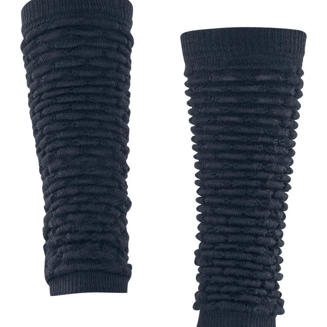 Falke dames legwarmers Arctic Haze 46607 in donkerblauw, met gerimpelde structuur en geribde boorden. - Jambelles