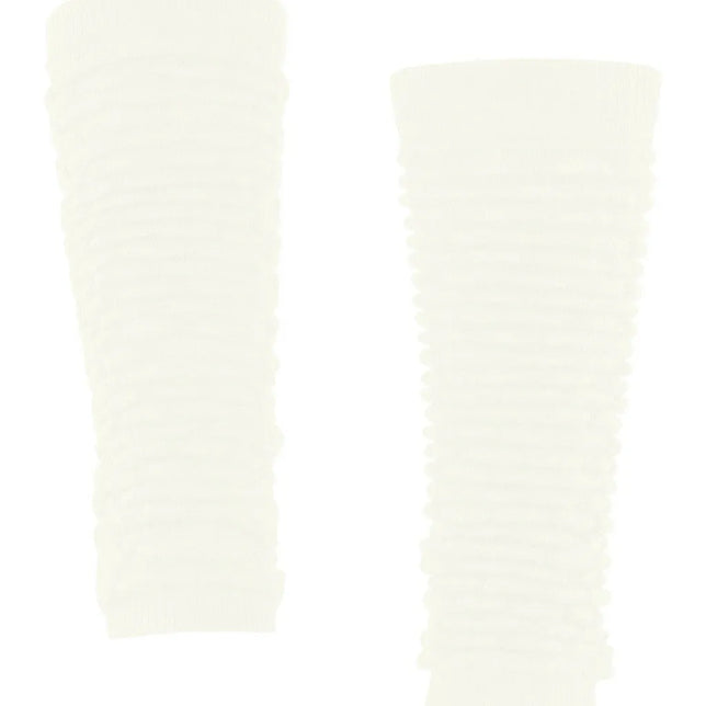 Falke dameslegwarmers Arctic Haze 46607 in gebroken wit, met fijn ribbreisel en geplooide structuur. - Jambelles