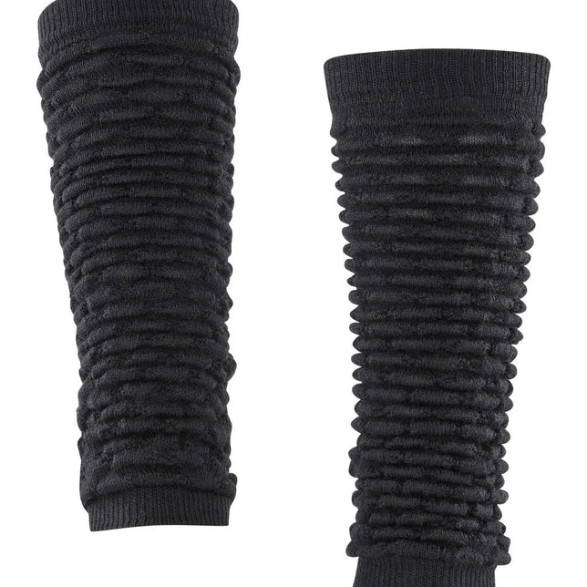 Falke dameslegwarmers Arctic Haze 46607 in donkergrijs met geribbelde boorden en geplooide structuur. - Jambelles