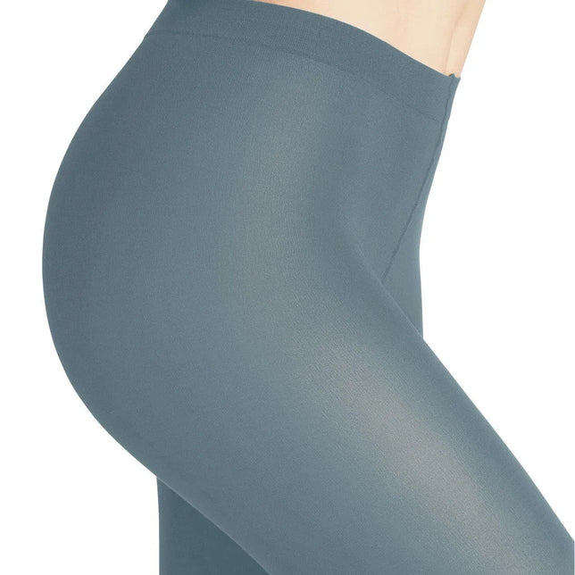 Falke damesmaillot Cotton Touch Tight 43081 in blauwgrijs met hoge taille en glad, effen ontwerp. - Jambelles